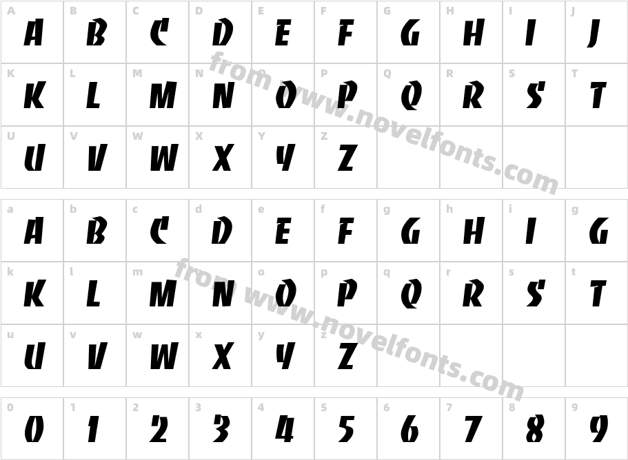 Banco RegularCharacter Map