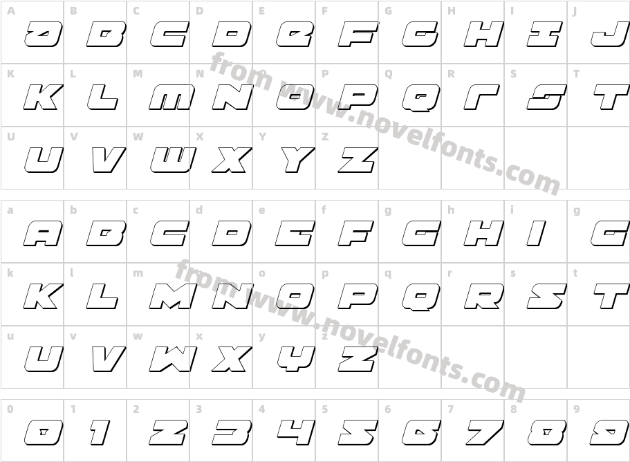 Banjin 3D ItalicCharacter Map