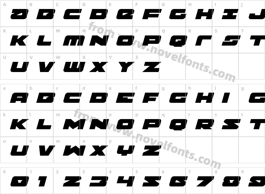 Banjin Expanded ItalicCharacter Map