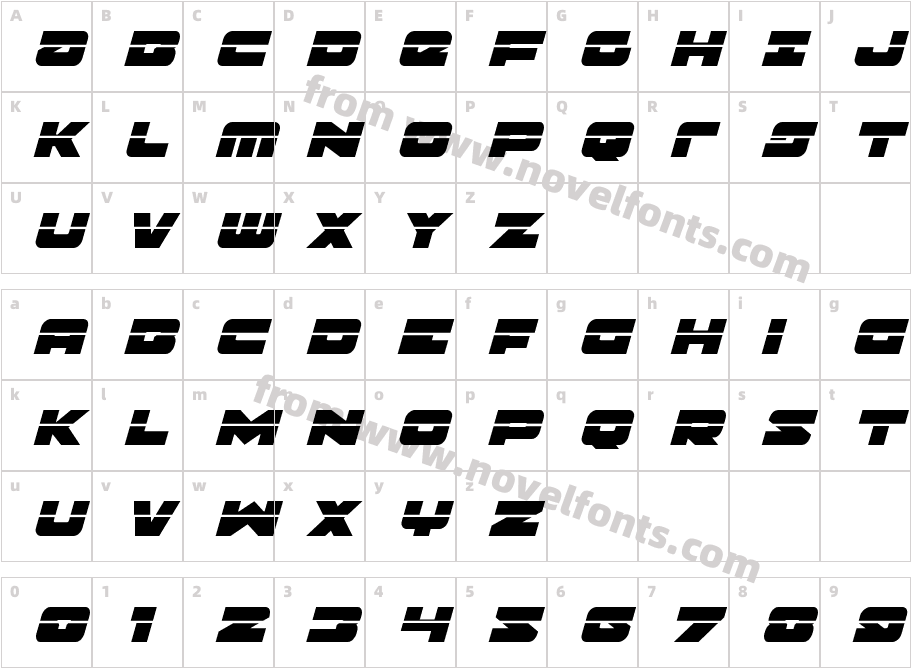 Banjin Laser ItalicCharacter Map