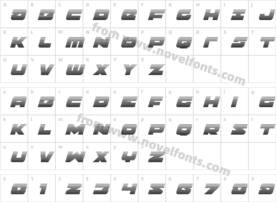 Banjin Scanlines ItalicCharacter Map