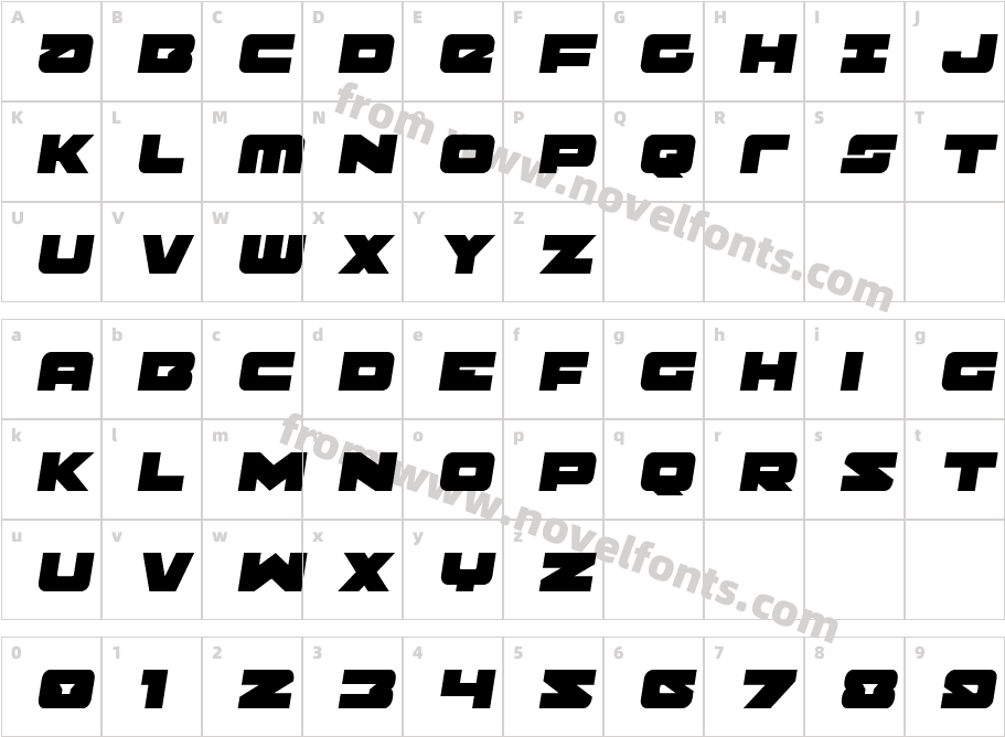 Banjin Semi-ItalicCharacter Map