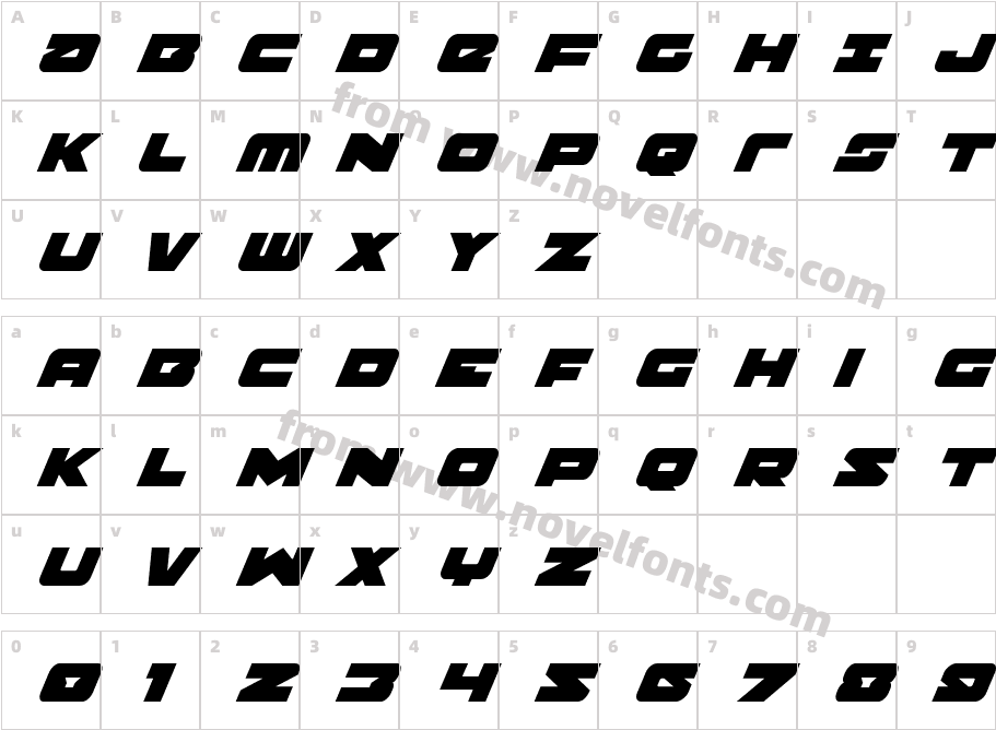 Banjin Super-ItalicCharacter Map