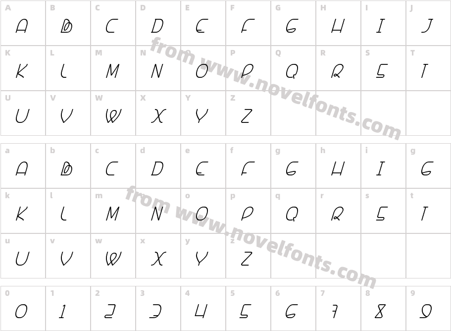 Banquetier-ItalicCharacter Map