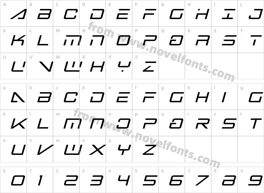 Banshee Pilot Bold ItalicCharacter Map