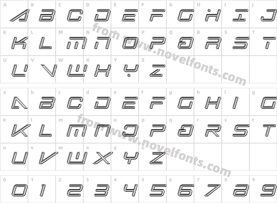 Banshee Pilot Engraved ItalicCharacter Map