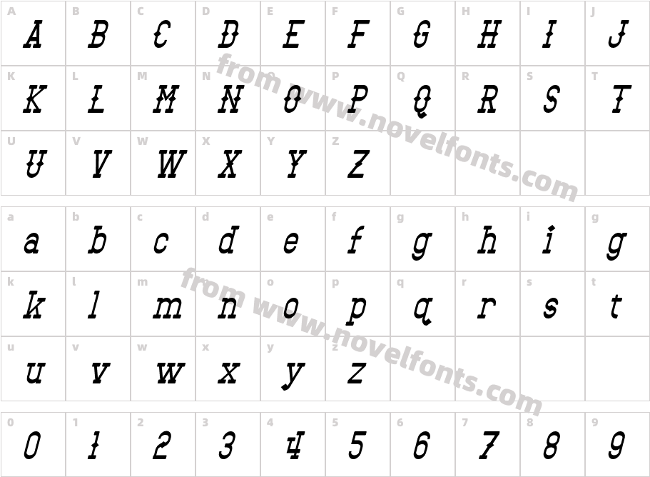 Bantorain Bold ItalicCharacter Map