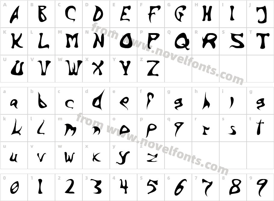 Barbed InkCharacter Map