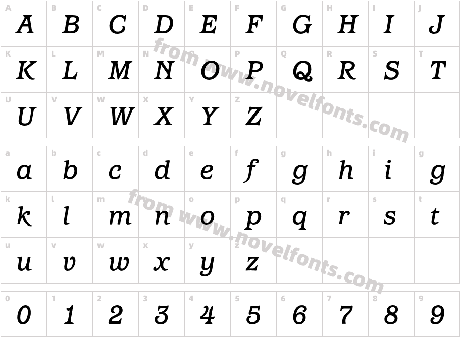 BarcelonaITCStd-MediumItalicCharacter Map