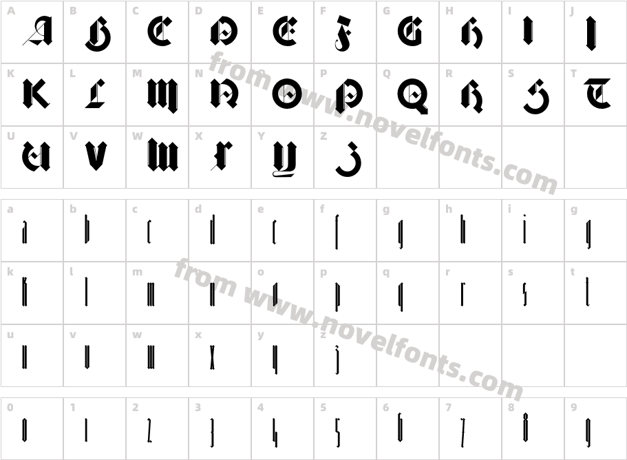 BarnbrookGothicCharacter Map