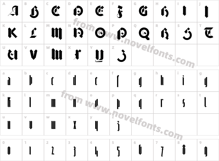 BarnbrookGothicThreeCharacter Map