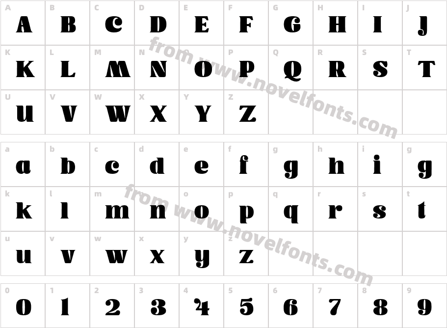 Canbera RegularCharacter Map