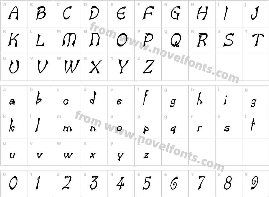 Bart Thin BoldItalicCharacter Map