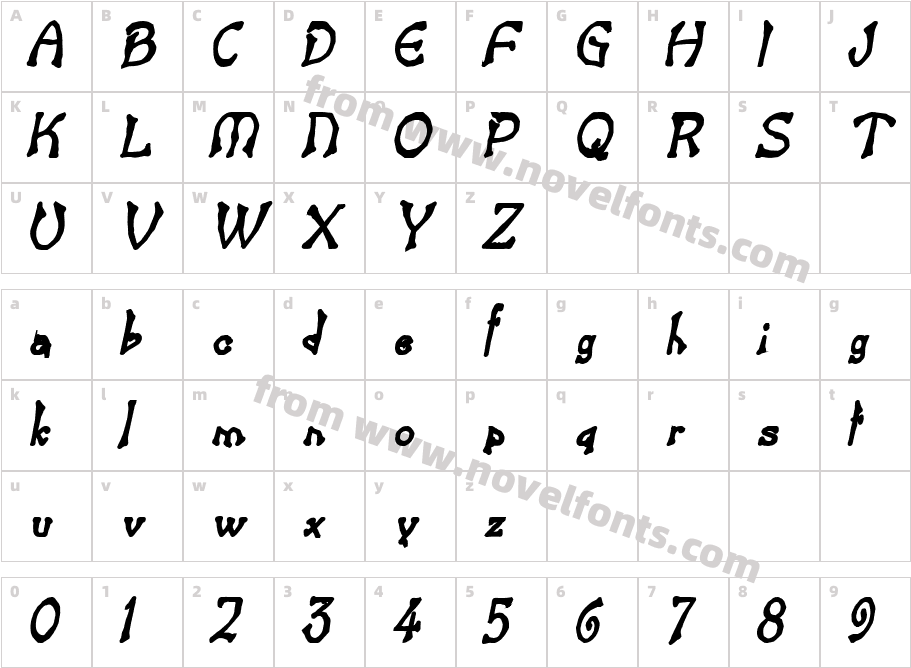 Bart Thin Heavy BoldItalicCharacter Map