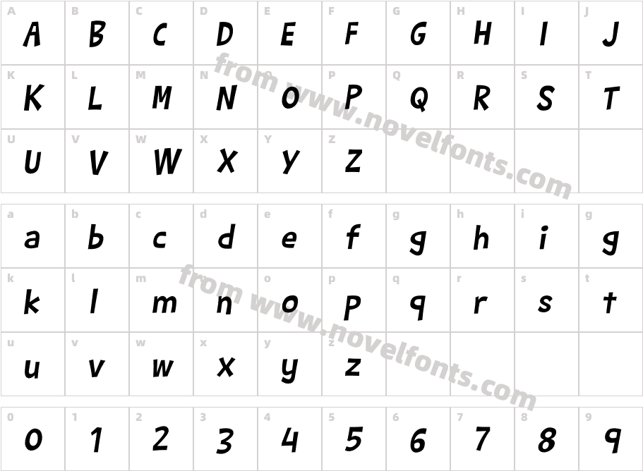 Barthowheel ItalicCharacter Map