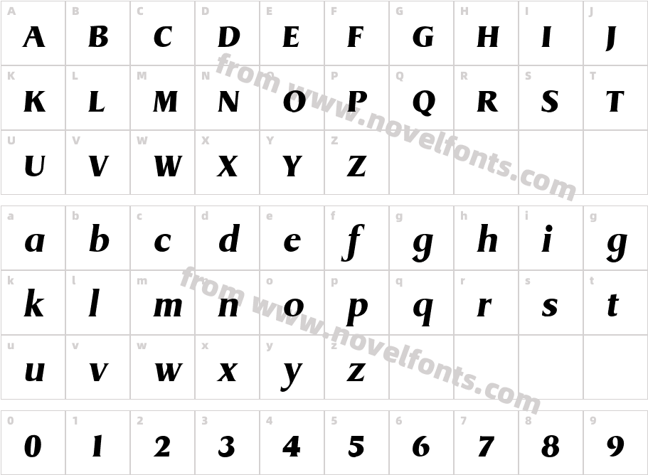 Baryon Display SSi ItalicCharacter Map