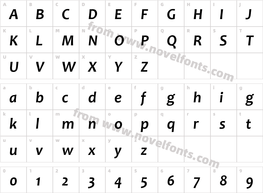 Candara Bold ItalicCharacter Map