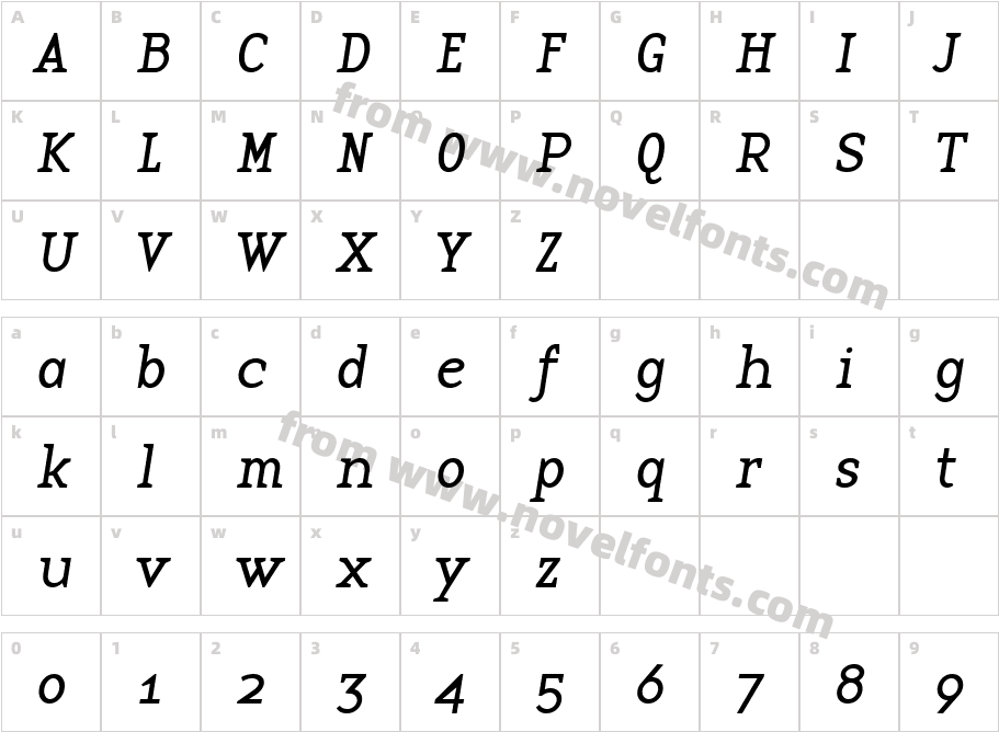 BaseTwelveSerif ItalicCharacter Map