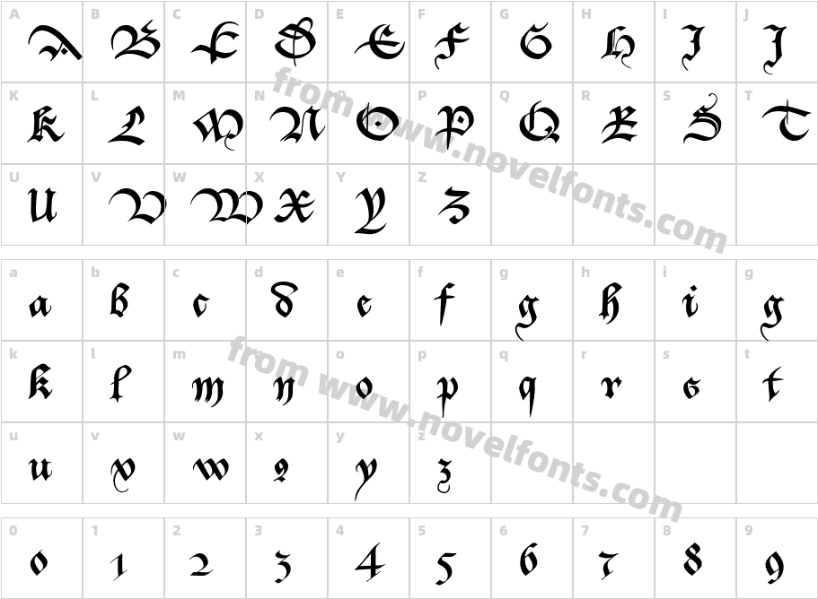 Bastarda-KCharacter Map