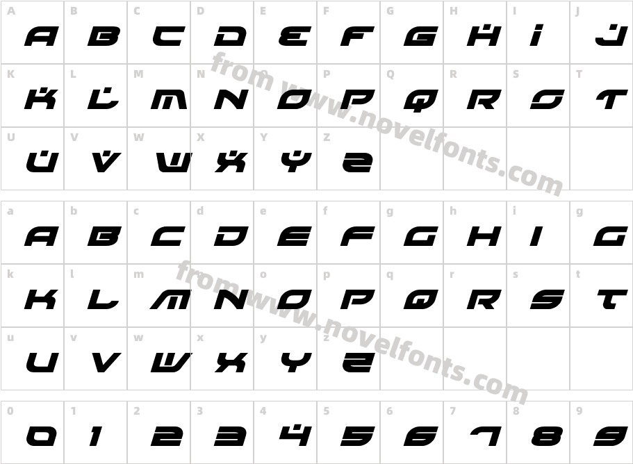 Battlefield Bold ItalicCharacter Map