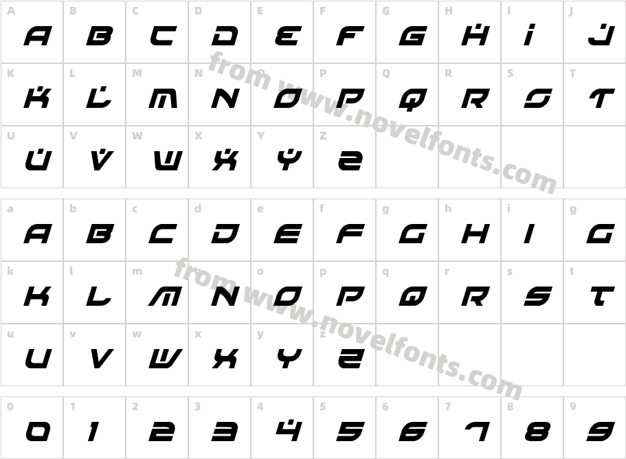 Battlefield Condensed ItalicCharacter Map