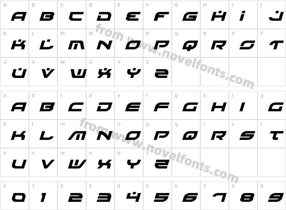 Battlefield ItalicCharacter Map