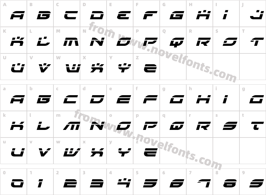 Battlefield Laser ItalicCharacter Map