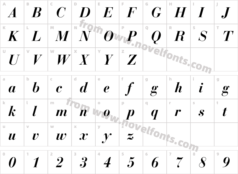 BauerBodoni-BoldItalicCharacter Map