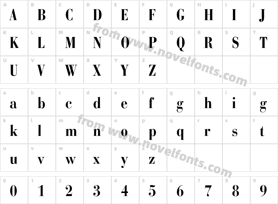 BauerBodoniBT-BoldCondensedCharacter Map