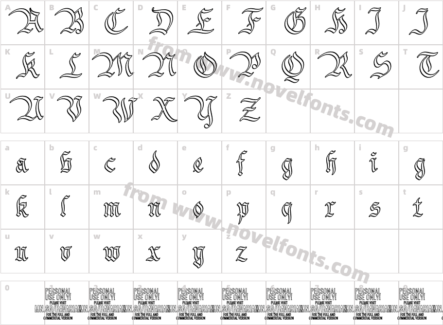 Bavarian Outline PERSONAL OutlineCharacter Map