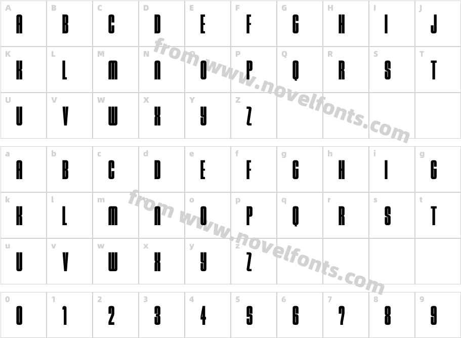 Bayside Condensed DemoCharacter Map