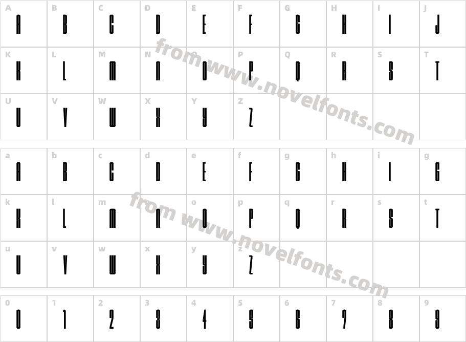 Bayside Ultra Condensed DemoCharacter Map