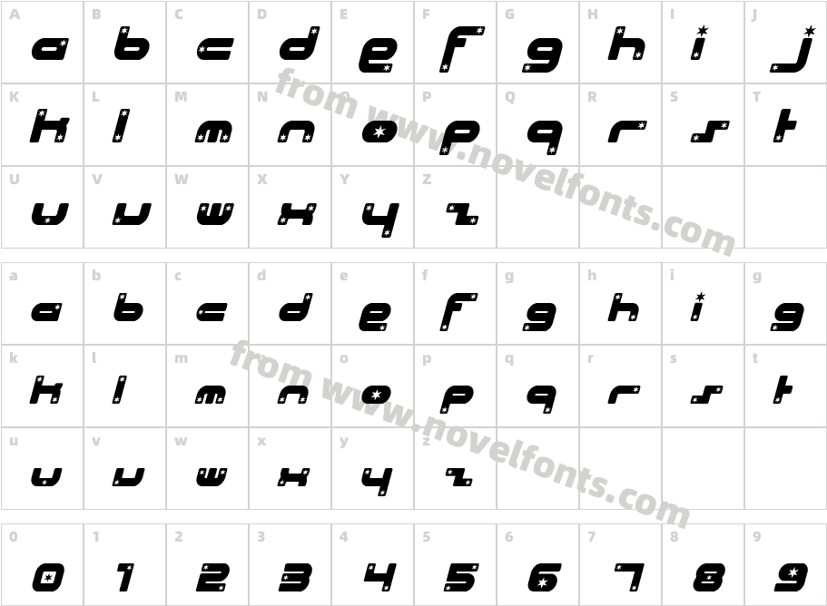 Beach House Stars ItalicCharacter Map