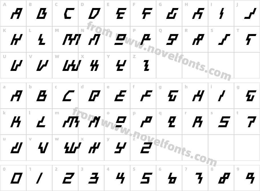 Beam Rider Bold ItalicCharacter Map