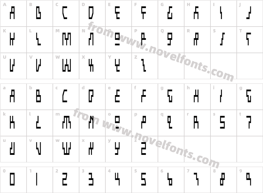 Beam Rider CondensedCharacter Map