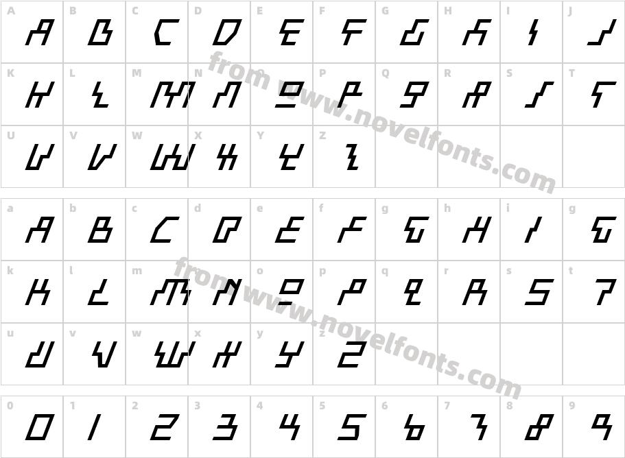 Beam Rider ItalicCharacter Map