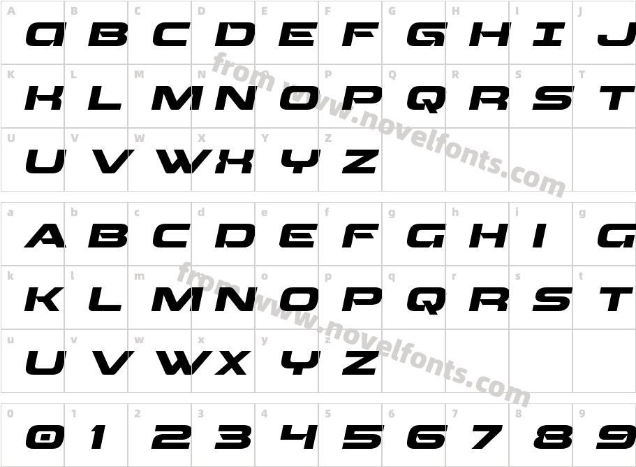 Beam Weapon Expanded ItalicCharacter Map