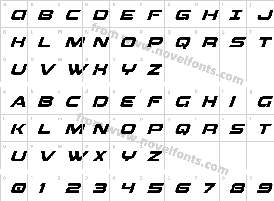 Beam Weapon Super-ItalicCharacter Map