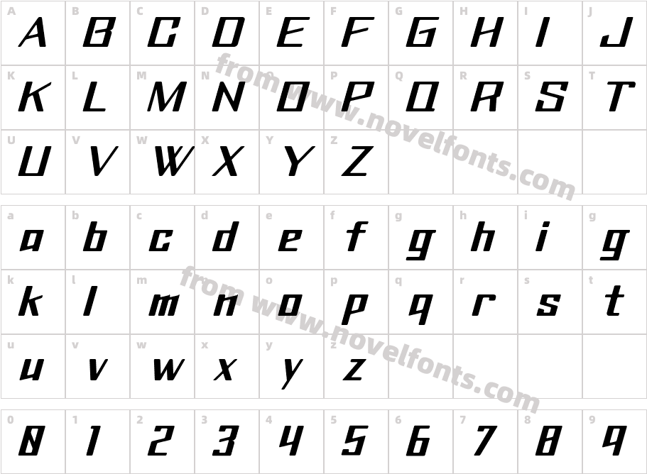 CandyItalicCharacter Map