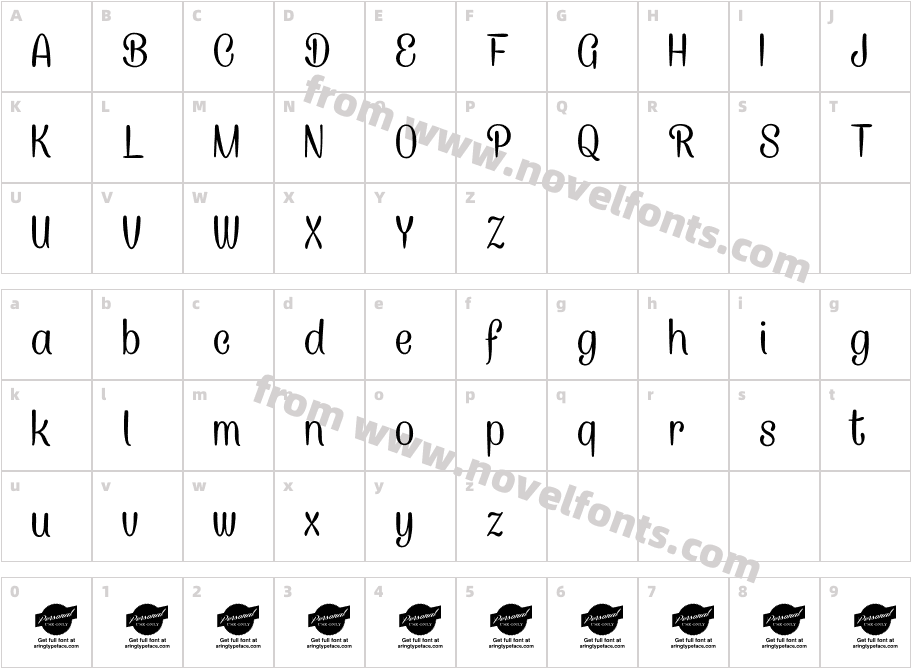 Caneletter Sans Personal UseCharacter Map