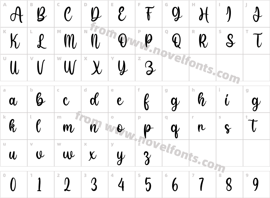 BeautyNauraDemoRegularCharacter Map