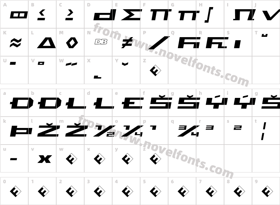 Beekman-SquareLightItalicExpertCharacter Map