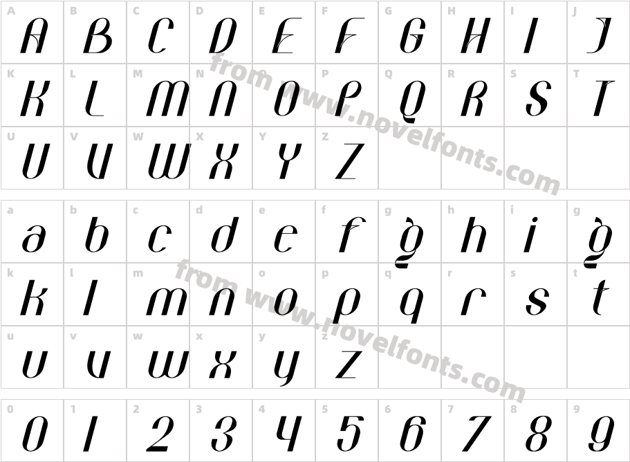 Behila ItalicCharacter Map