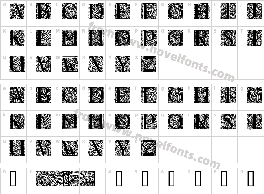 Behrens Antiqua Initialen RegularCharacter Map