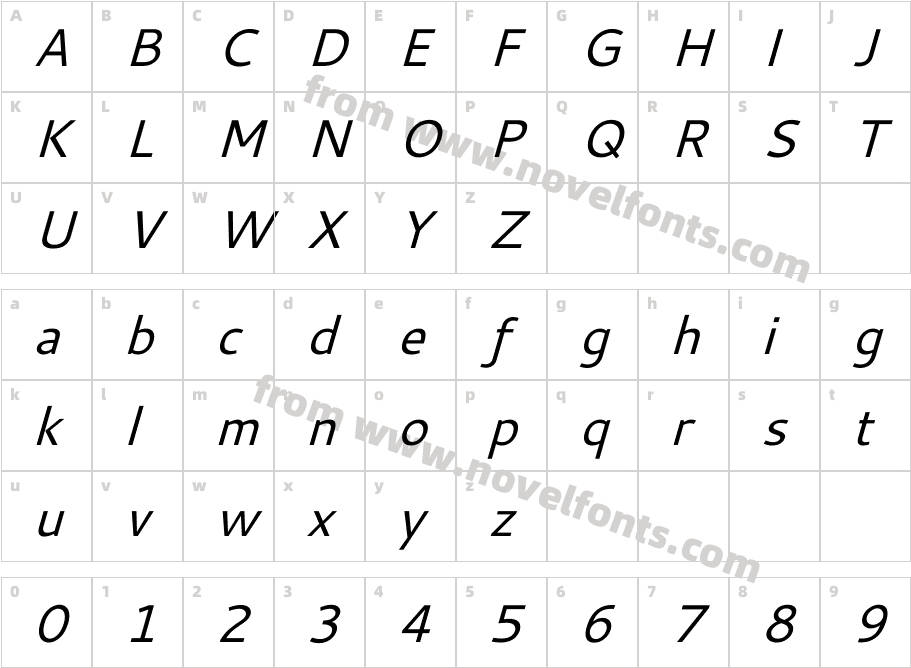 Cantarell ObliqueCharacter Map