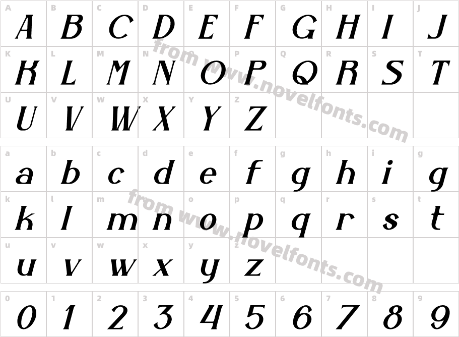 Belisha ItalicCharacter Map