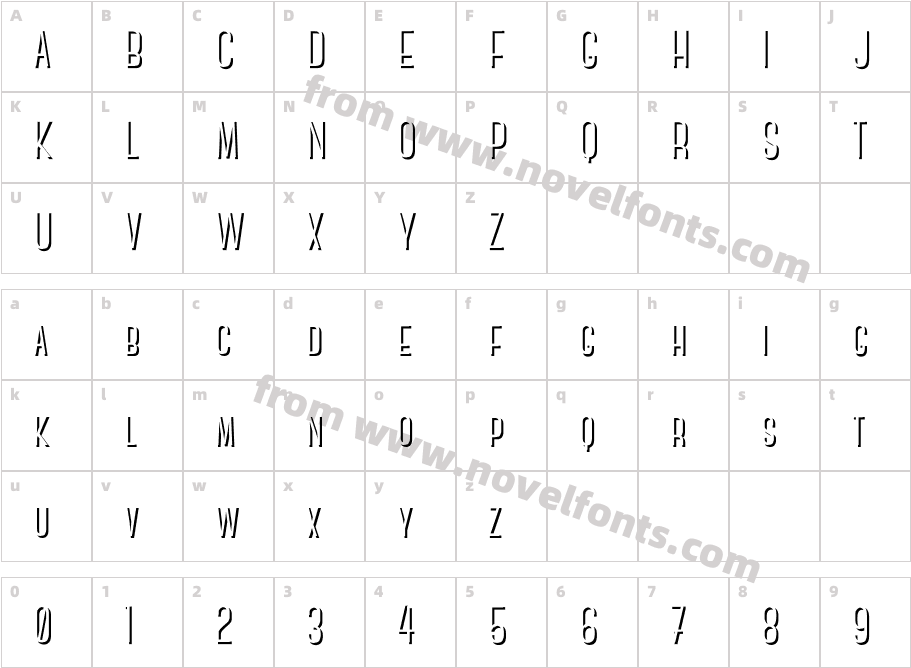 Canter Bold ShadowCharacter Map