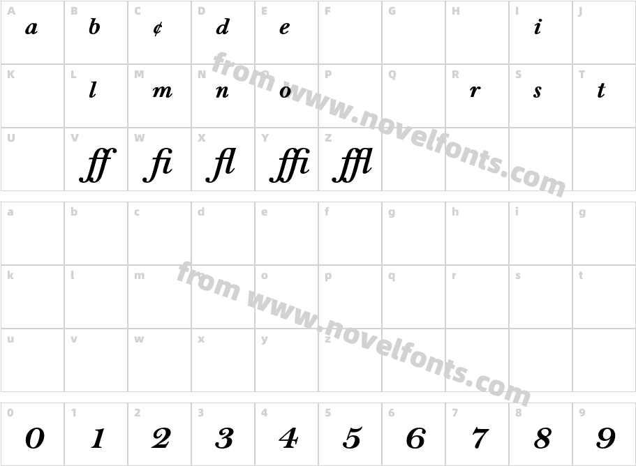 BellMT-BoldItalicExpertCharacter Map