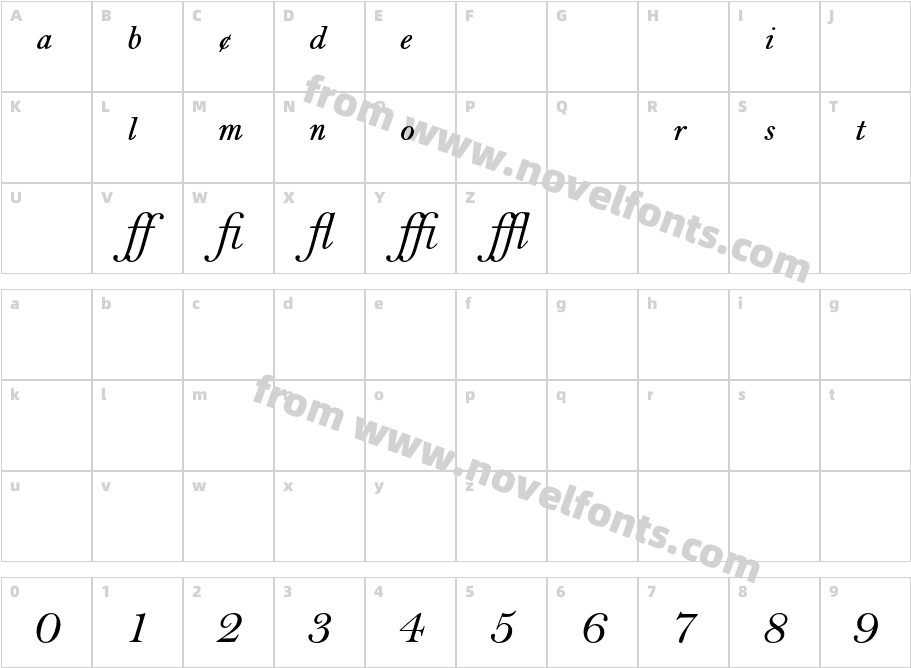 BellMT-ItalicExpertCharacter Map