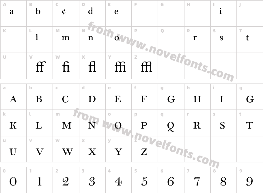 BellMT-RegularExpertCharacter Map